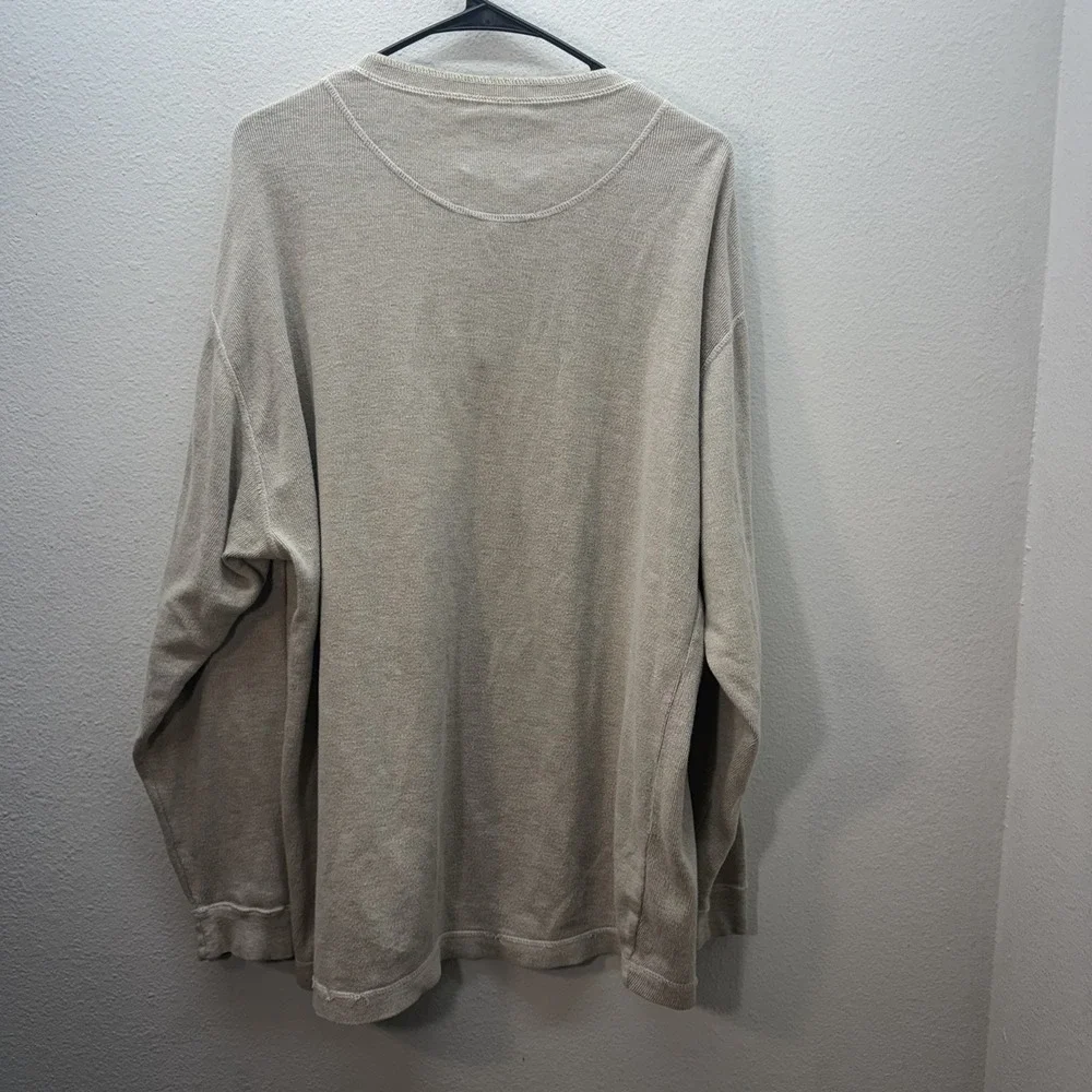 VTG Levis Shirt Men's M Tan Henley Ribbed‎ Pullover Outdoors Work 90s Oversized
